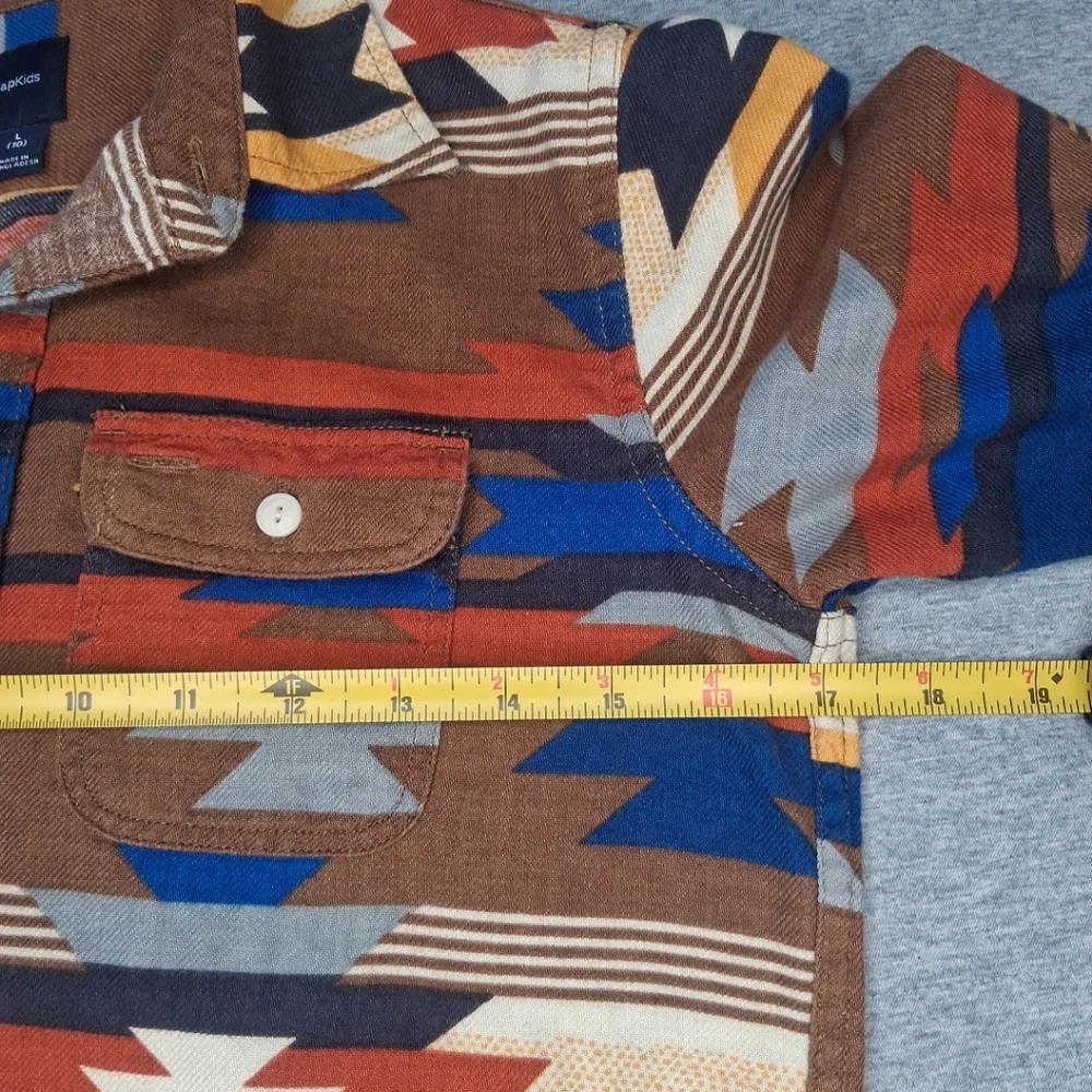 GAP Boys Kids Southwest Carpenter Button Down Shirt Rich Ginger Rodeo Size L (10